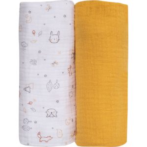 Bubaba muslin pelenka 70x70 cm (2 db)- Yellow