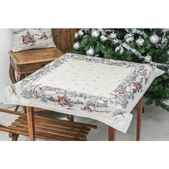 „Havas reggel” karácsonyi gobelin asztalterítő – 96×100 cm (arany lurex)