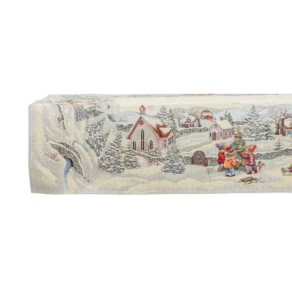 „Havas reggel” karácsonyi gobelin asztalterítő – 96×100 cm (arany lurex)