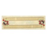 Amira karácsonyi gömbös-piros szalagos asztali futó (gobelin) – 44×140 cm (arany lurex)