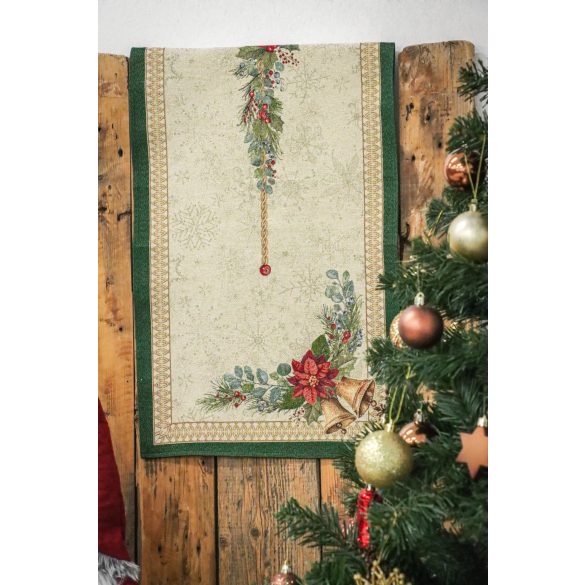 Bells csengős ünnepi asztali futó (gobelin) – 37×100 cm (arany lurex)