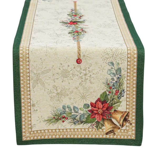 Bells csengős ünnepi asztali futó (gobelin) – 37×100 cm (arany lurex)