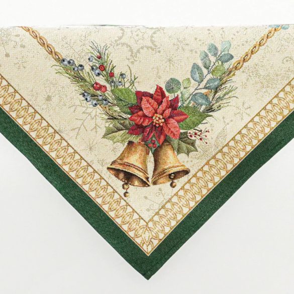 Bells csengős ünnepi asztalterítő (gobelin) – 96×100 cm (arany lurex)