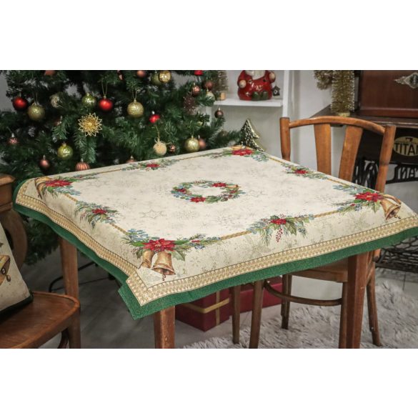 Bells csengős ünnepi asztalterítő (gobelin) – 96×100 cm (arany lurex)