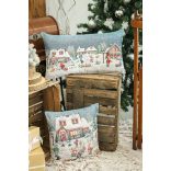 Winter Kids hógolyózós gobelin díszpárna huzat – 40×70 cm (ezüst lurex)