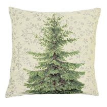   Silver Forest fenyőfás gobelin díszpárna huzat – 45×45 cm (ezüst lurex)