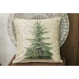 Silver Forest fenyőfás gobelin díszpárna huzat – 45×45 cm (ezüst lurex)