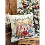 Classic „Gyerekek a kirakatnál” gobelin díszpárna huzat – 45×45 cm (lurex nélkül)