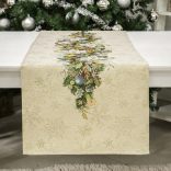 Adventi arany-zöld koszorús mintás asztali futó (gobelin) – 37×100 cm