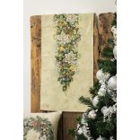 Adventi arany-zöld koszorús mintás asztali futó (gobelin) – 37×100 cm