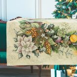 Adventi arany-zöld koszorús mintás asztalterítő (gobelin) – 96×100 cm