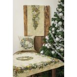 Adventi arany-zöld koszorús mintás asztalterítő (gobelin) – 96×100 cm