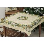 Adventi arany-zöld koszorús mintás asztalterítő (gobelin) – 96×100 cm