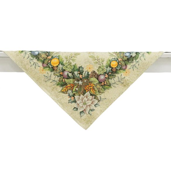 Adventi arany-zöld koszorús mintás asztalterítő (gobelin) – 96×100 cm