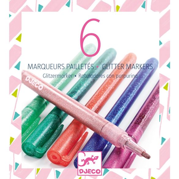 Filctoll készlet - Csillám fílctoll 6 színben - 6 glitter markers - sweet