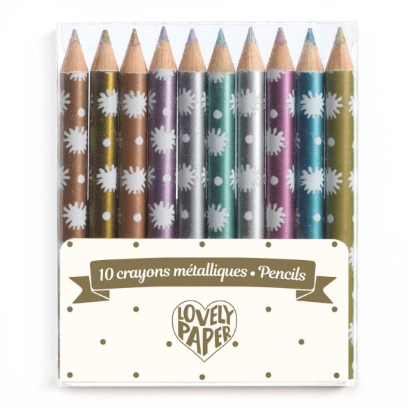 Mini színes ceruza - 10 metál színű készlet - 10 Chichi mini metalic pencils