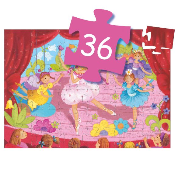 Formadobozos puzzle - Balerina virággal, 36 db-os - The ballerina with the flower