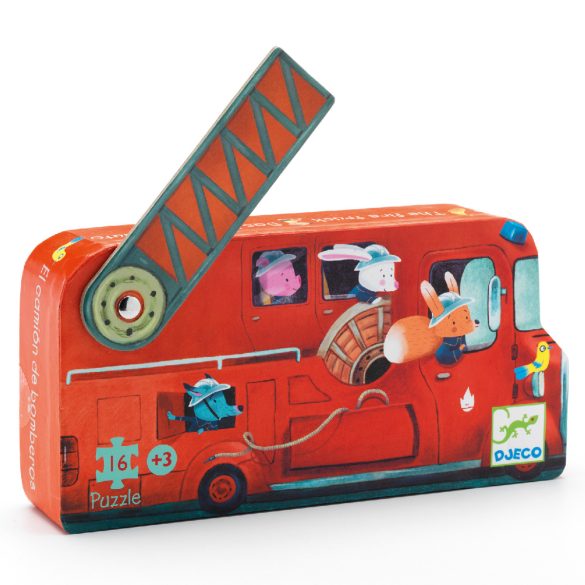 Formadobozos puzzle - A tűzoltóautó, 16 db-os - The fire truck