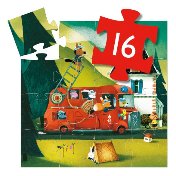 Formadobozos puzzle - A tűzoltóautó, 16 db-os - The fire truck