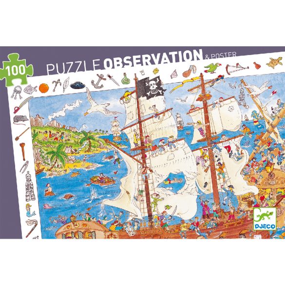Megfigyeltető puzzle - Kalózok, 100 db-os - Pirates