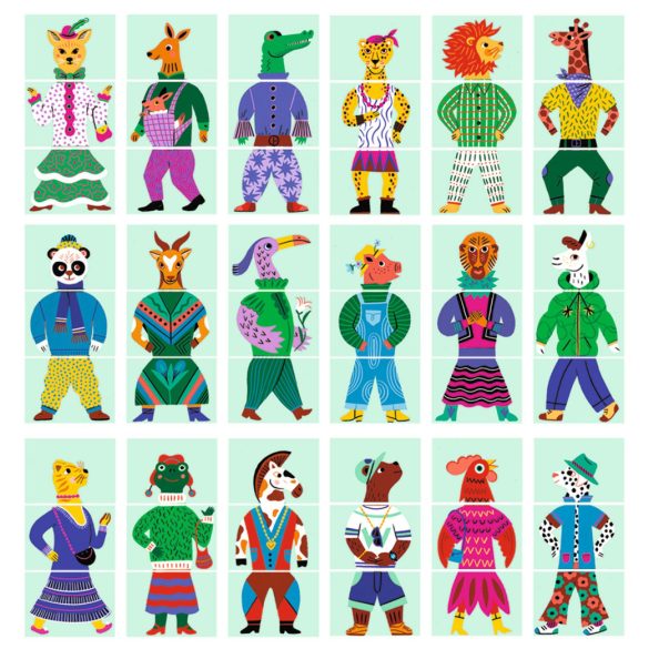 Fejlesztő játék - Állatdivat, 54 db-os - Eduludo Mix and Match Modanimo