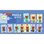 Sorozatkirakó puzzle - Mackó öltözködik, 10 db-os - Teddy dresses up