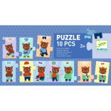 Sorozatkirakó puzzle - Mackó öltözködik, 10 db-os - Teddy dresses up