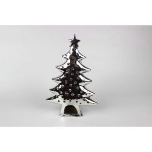 Ezüst színű fa alakú gyertyatartó 28cm
