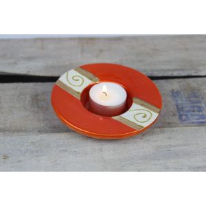 Narancssárga kerek gyertyatartó 11cm
