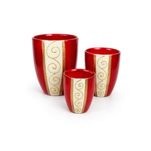 Piros kerámia üvegek díszítéssel 3 szettben