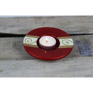 Piros kerámia gyertyatartó 11cm