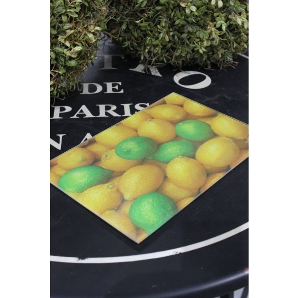 Zöld és sárga színű citrom mintás tálca 29cm