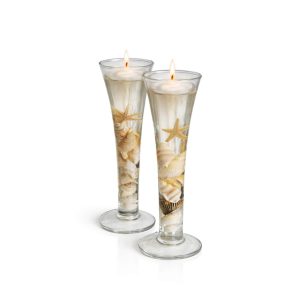 Zselégyertya pohárban kagylókkal díszítve 16cm