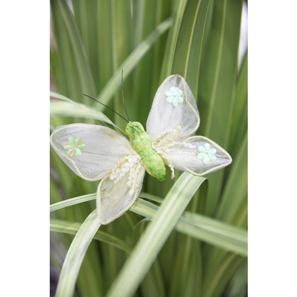 Zöld felfüggeszthető dekor pillangó 12cm