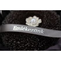   Szürke szatén szalag "Emlékezünk" felirattal 1cm