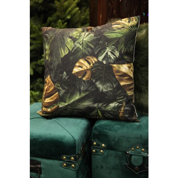 Zöld-arany dekor párna MONSTERA 43cm
