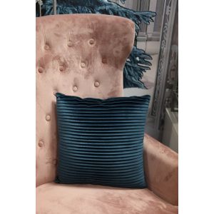 Kék bársony csíkos dekor párna 45cm