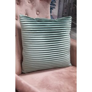 Zöld bársony csíkos dekor párna 45cm