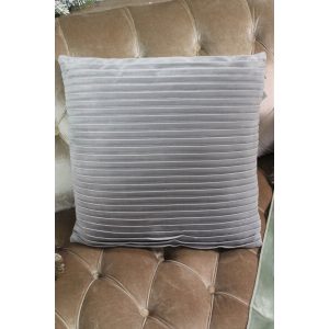Szürke bársony csíkos dekor párna 45cm