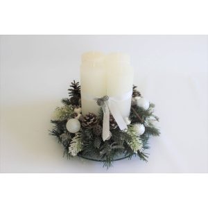 Fehér adventi gyertyatartó 33cm