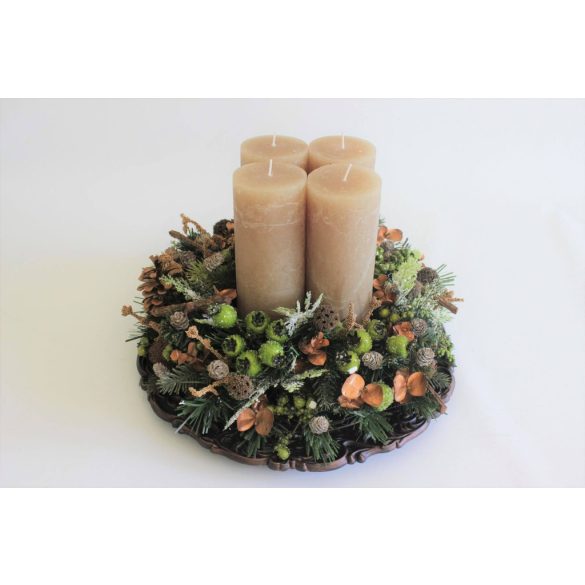 Natur adventi gyertyatartó asztalra 36cm
