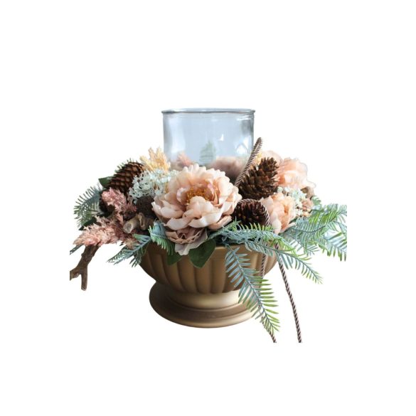 Arany Ikebana sírra gyertyatartóval 33cm