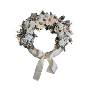 Krém színű bársony koszorú 50 cm