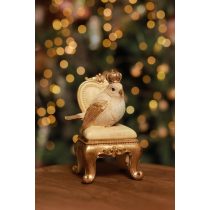 LUX arany karácsonyfadísz madár, fotelben 14cm