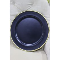 Kék matt dekor tálca, arany szegéllyel 33cm