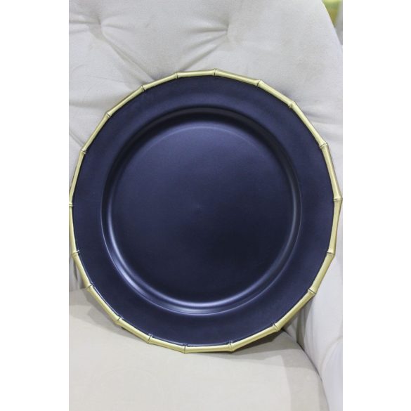 Kék matt dekor tálca, arany szegéllyel 33cm