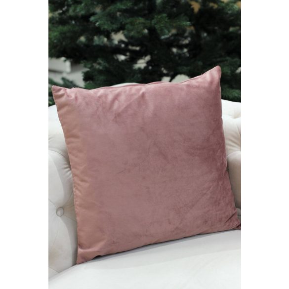 Antik rózsaszín bársony díszpárna 40cm