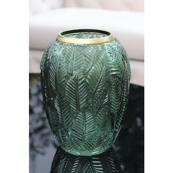 Zöld ovális üveg váza LESIA 24cm