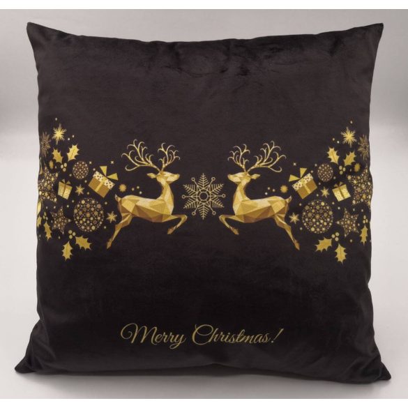 Arany-fekete karácsonyi Merry Christmas párna 45cm