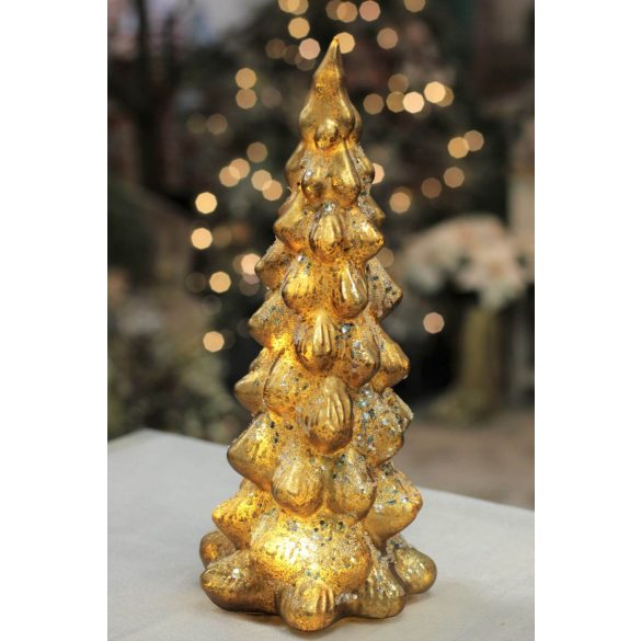 Arany színű világító üveg karácsonyfa 30cm